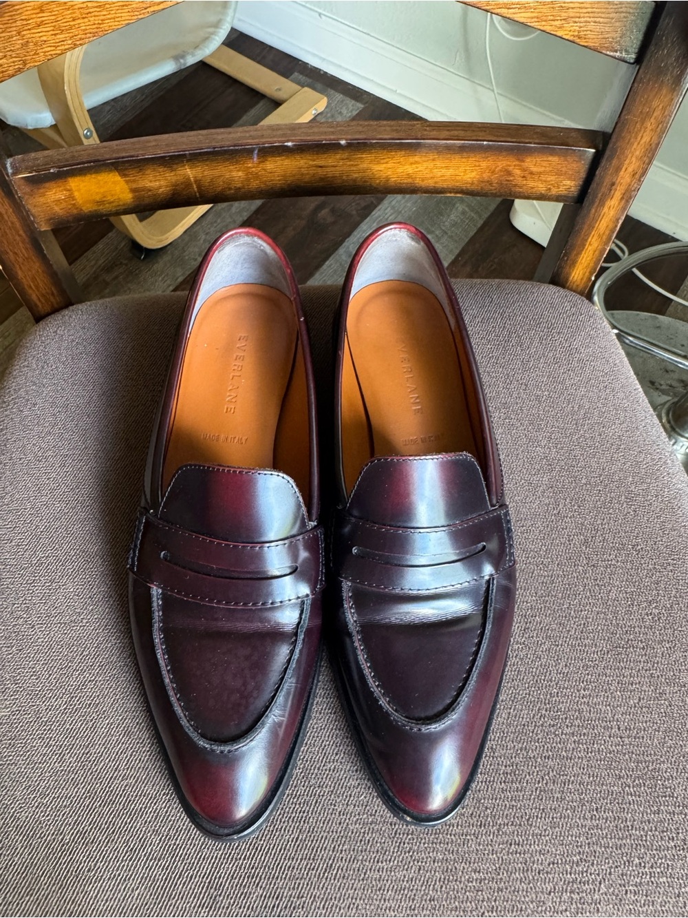 Everlane Burgundy Leather Penny Loafers